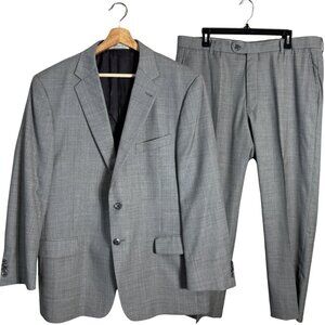 Joseph Abboud Wool 2 Piece Suit Mens 44R 36.5R Gray Career Formal Cocktail Party